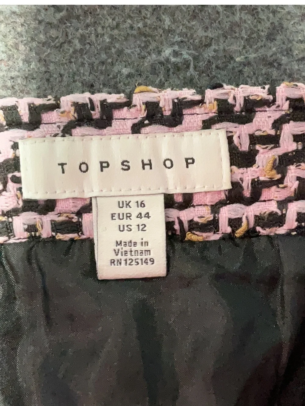 Topshop Pink and Black Patterned Mini Skirt